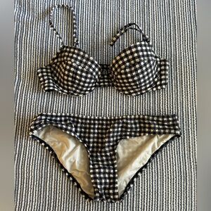 Jcrew Navy and white gingham bikini
